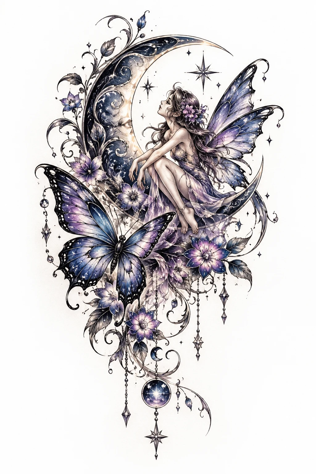 Moonlit Fairy Butterfly Tattoo — fairy butterfly tattoo style outfit