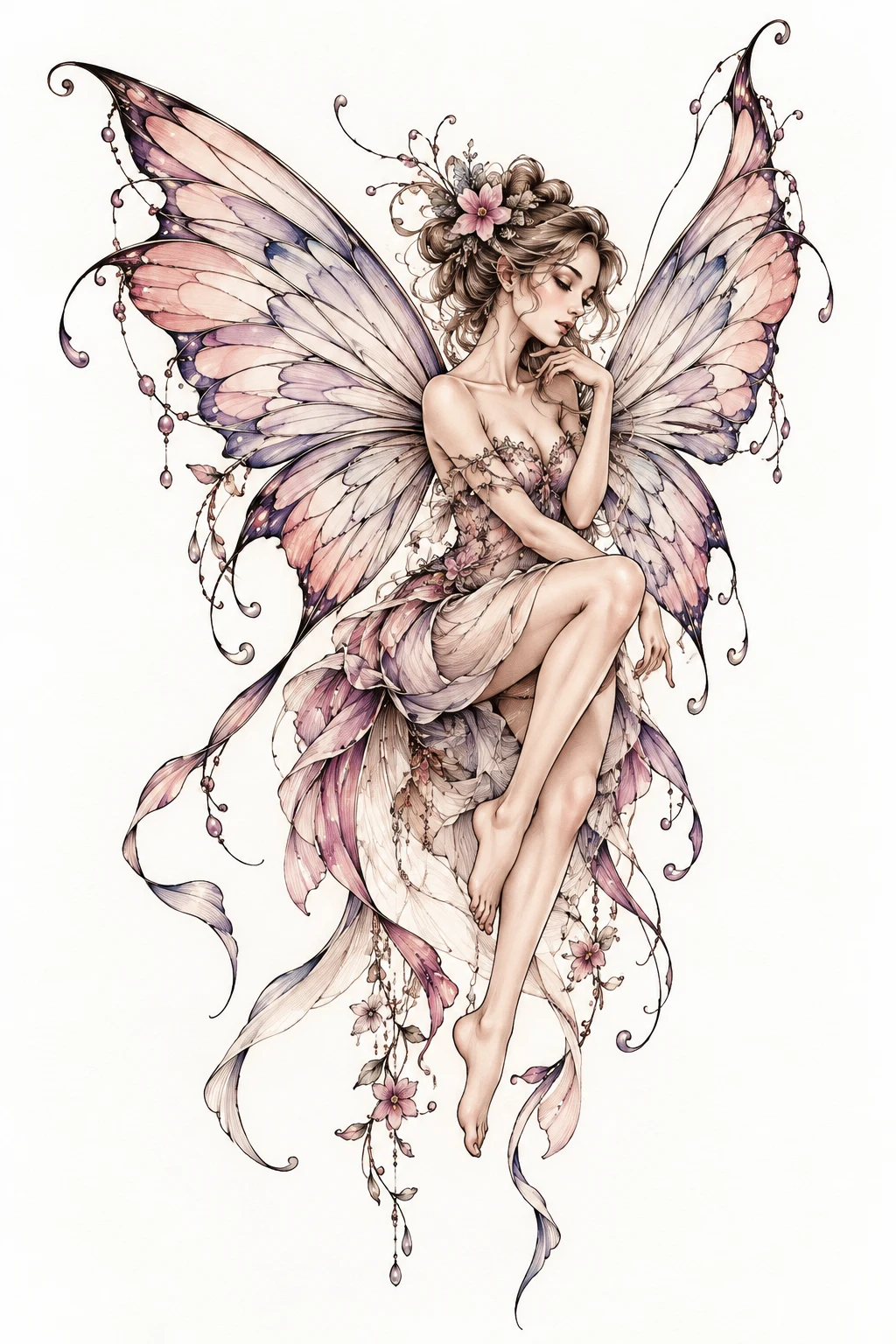 Fine-Line Fairy Butterfly Tattoo — fairy butterfly tattoo style outfit