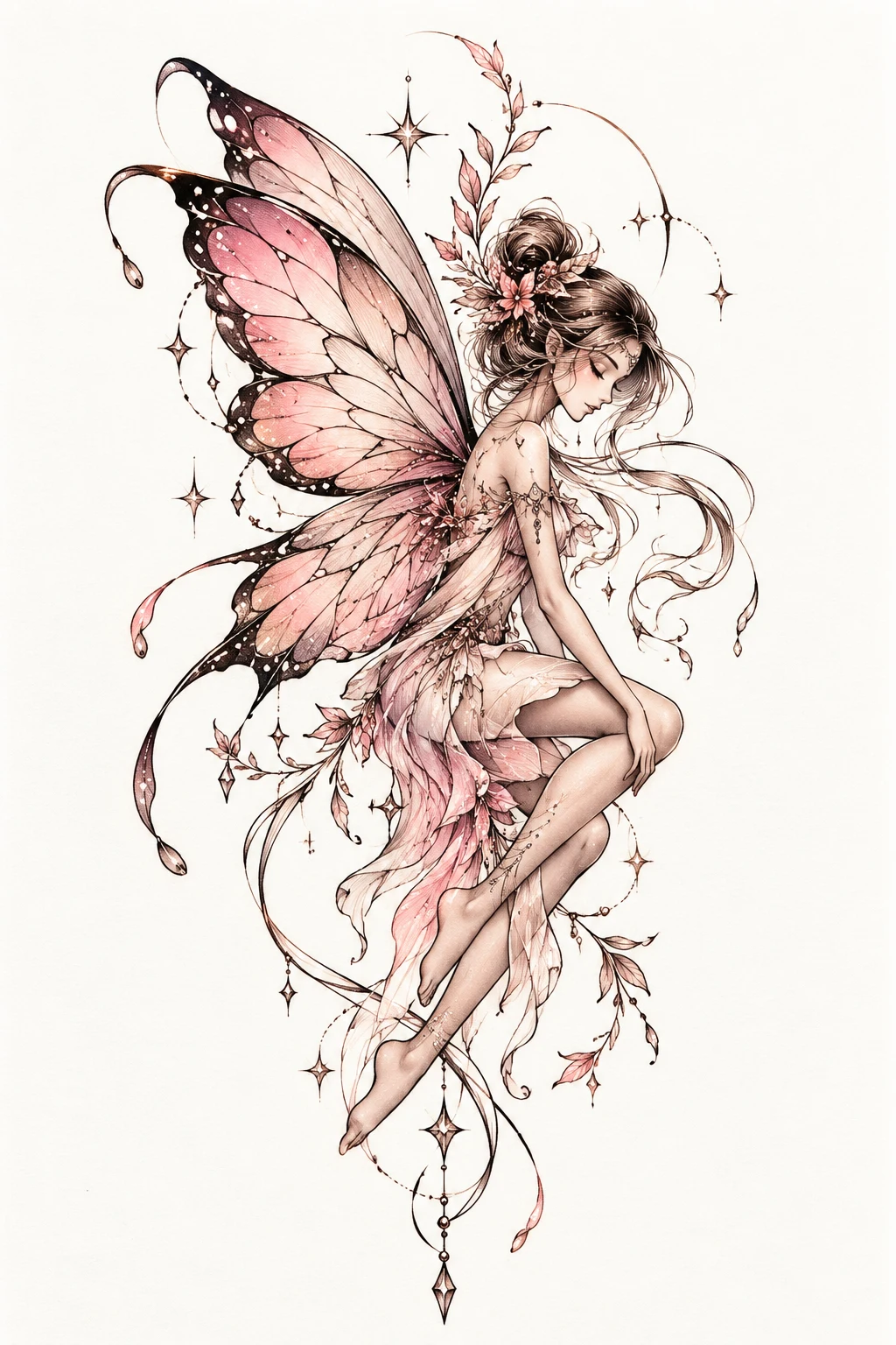 Minimalist Fairy Butterfly Tattoo — fairy butterfly tattoo style outfit
