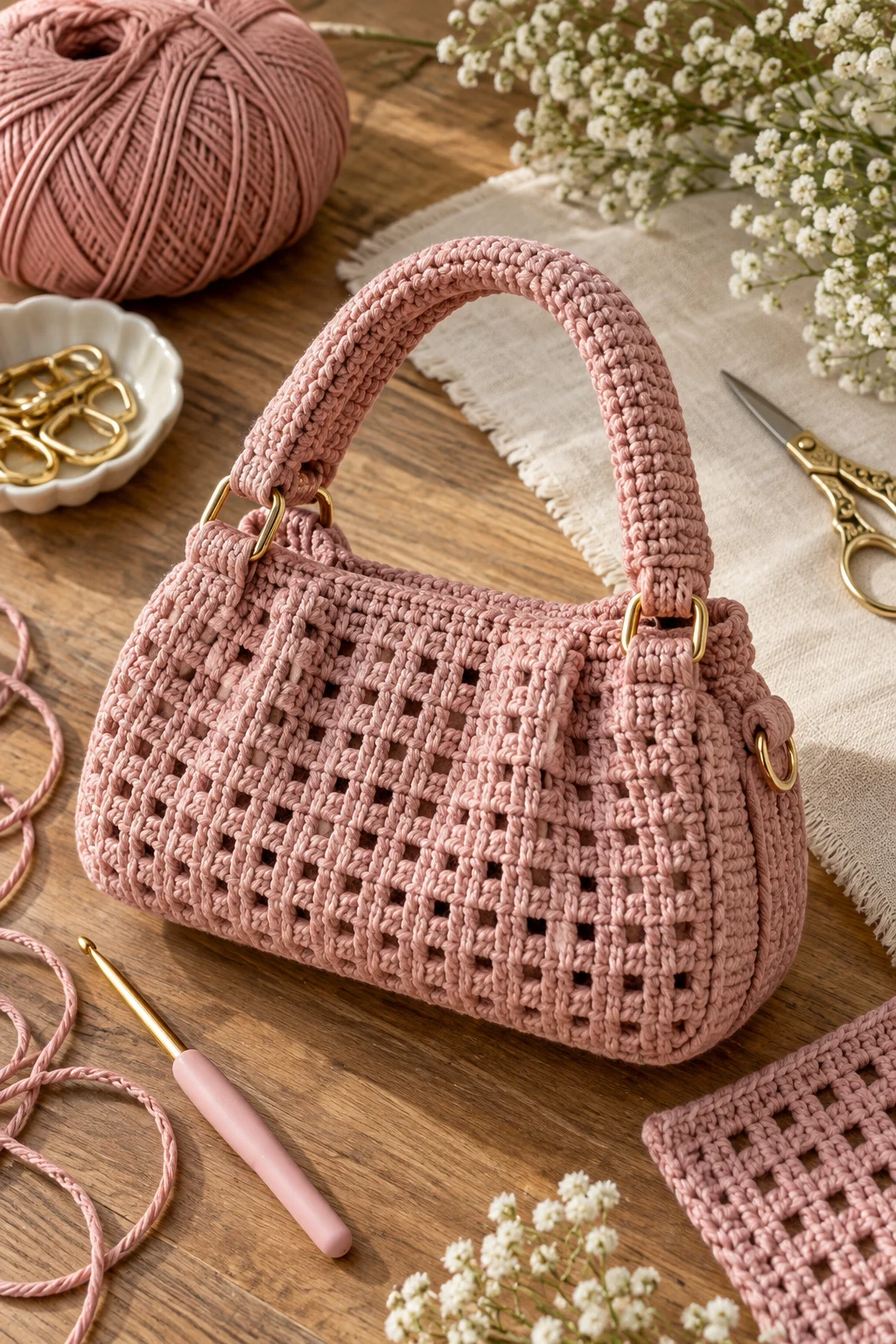 Modern Miu Miu-Inspired Mini Bag — filet crochet bag style outfit