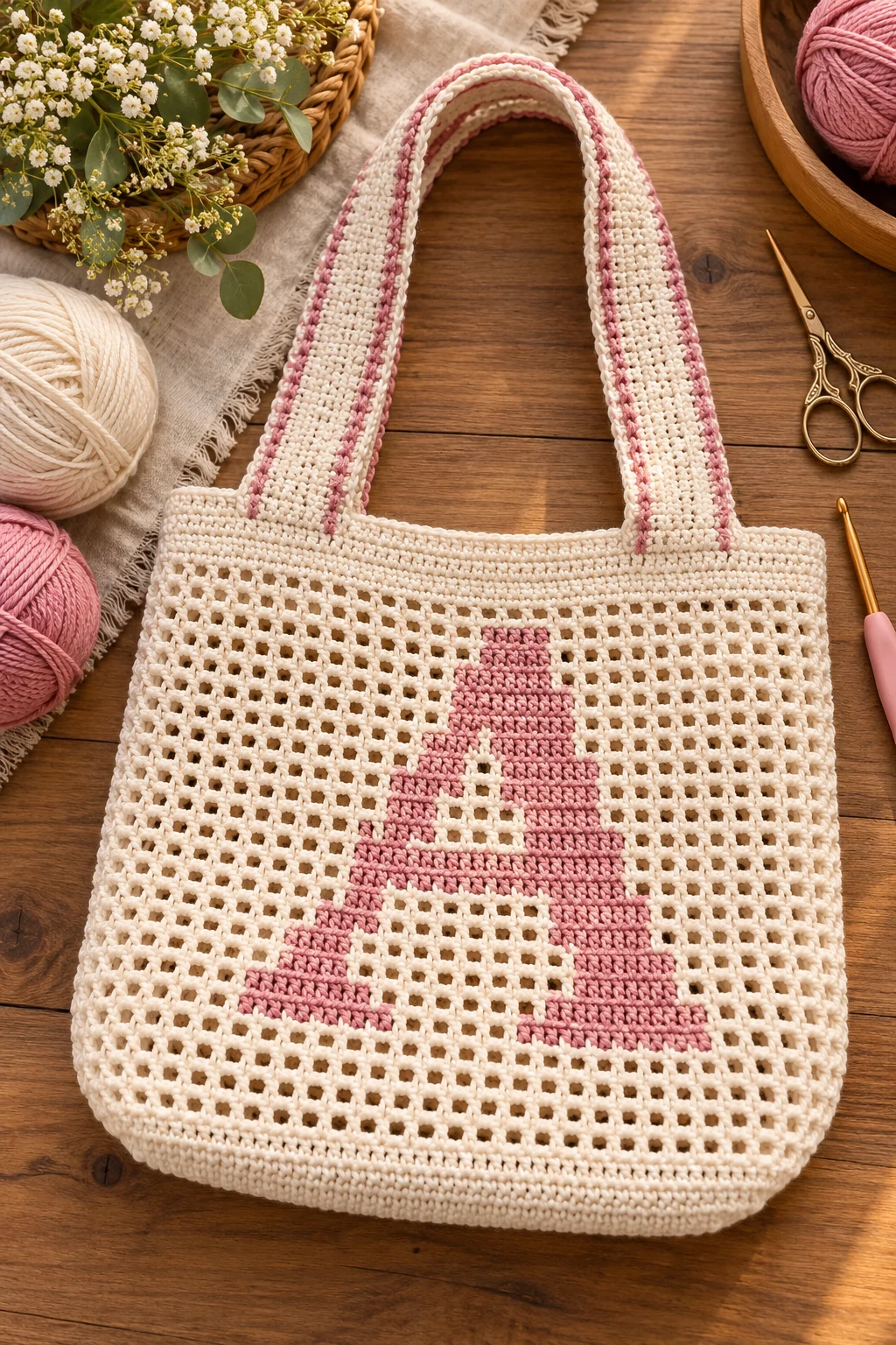 Personalized Initial Filet Bag — filet crochet bag style outfit