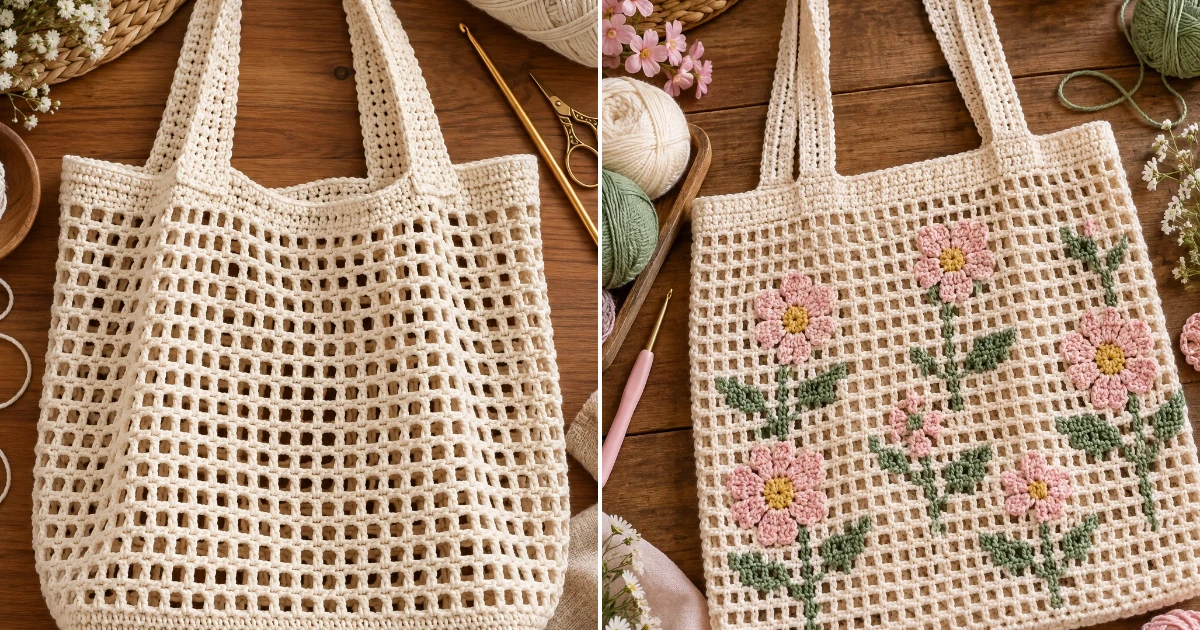 14 Filet Crochet Bag Ideas That Look Handmade, Modern filet crochet bag