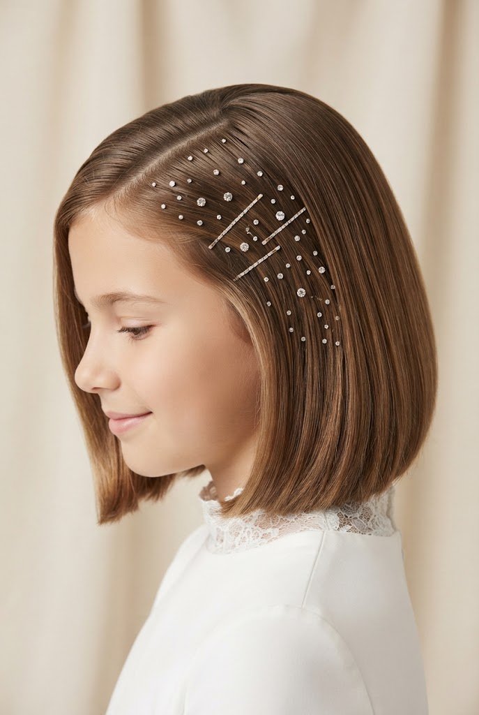 Sparkling Rhinestone Bobby Pin Constellation — First Communion hairstyles for short hair style outfit