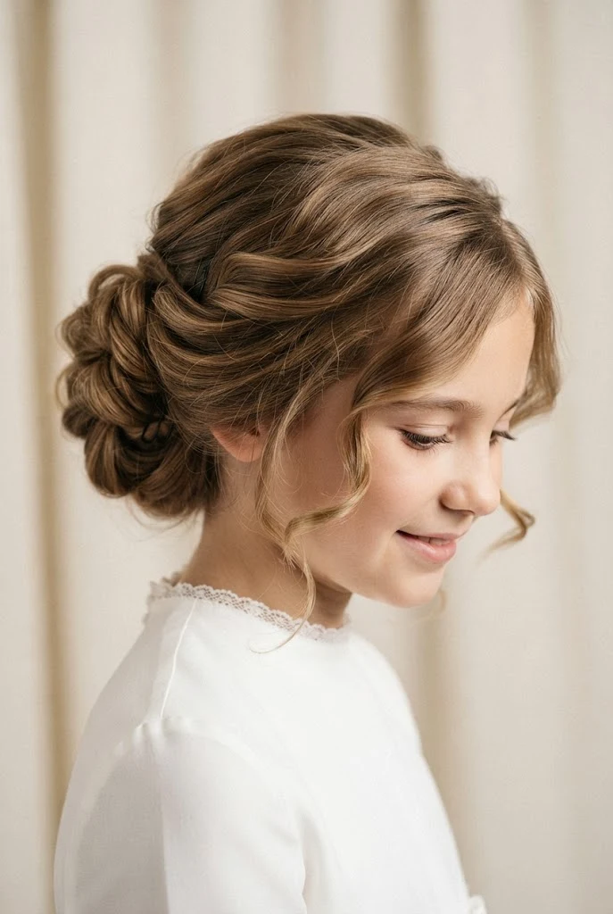 Holy Communion Updo Illusion for Bobs — First Communion hairstyles for short hair style outfit