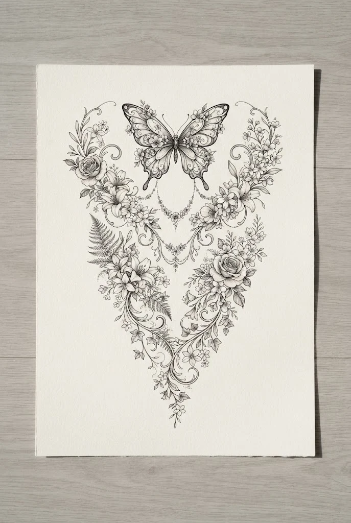 Full-Sleeve Botanical Paradise — floral butterfly tattoo style outfit