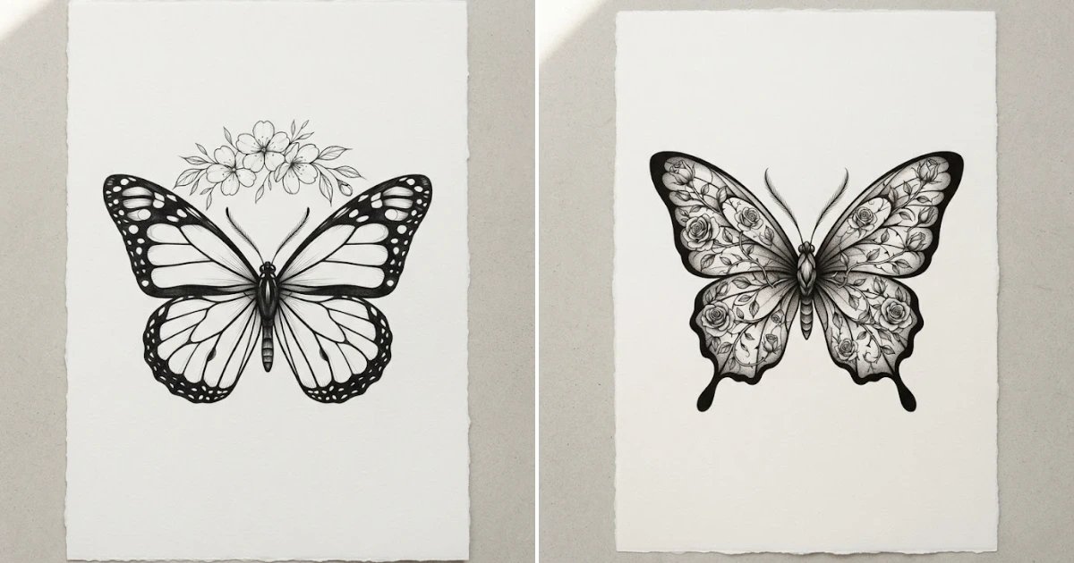 Flower with butterfly tattoo: 10 Easy Tattoo Ideas for flower with butterfly tattoo