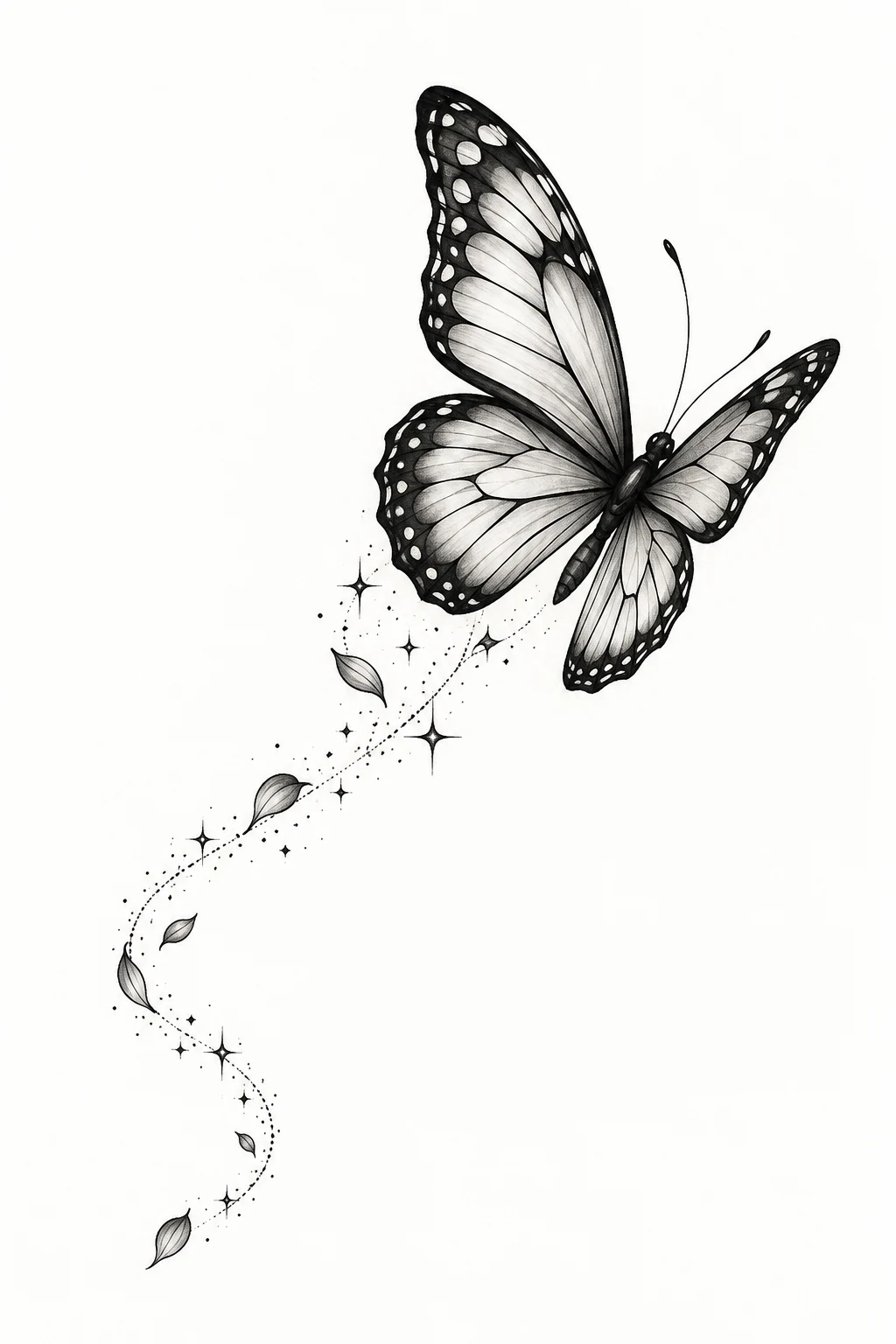 Butterfly Flying Away With a Tiny Trail — flying butterfly tattoo style outfit