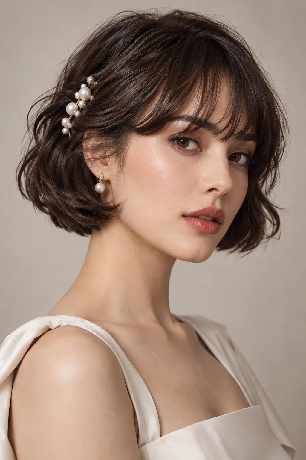 Pearl-Pinned French Bob — formal hairstyles for short hair style outfit