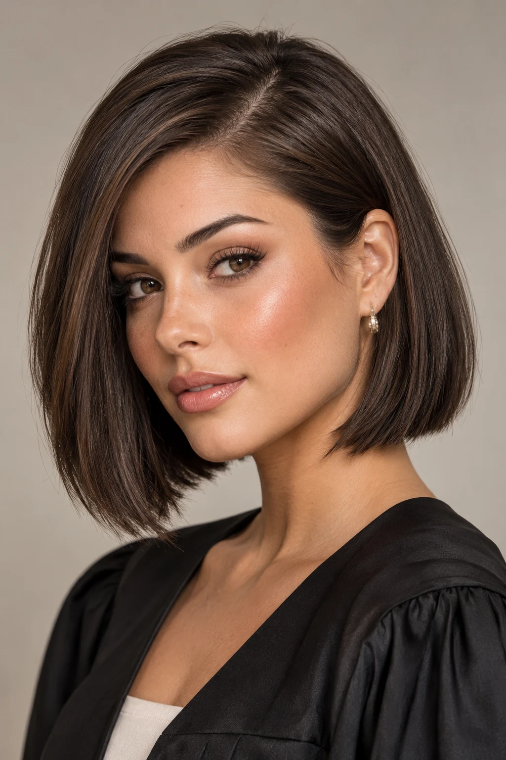 Sleek Side-Part Bob — graduation hairstyles for short hair style outfit