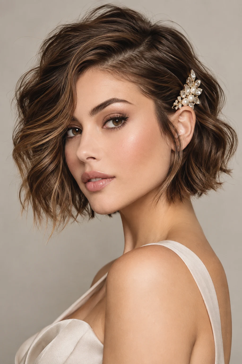 Deep Side Sweep With Statement Clip — graduation hairstyles for short hair style outfit