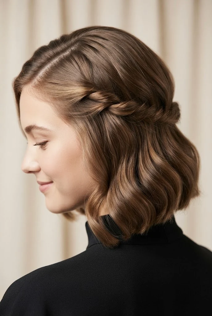 The Twisted Side-Swept Bob — Graduation hairstyles for short hair style outfit