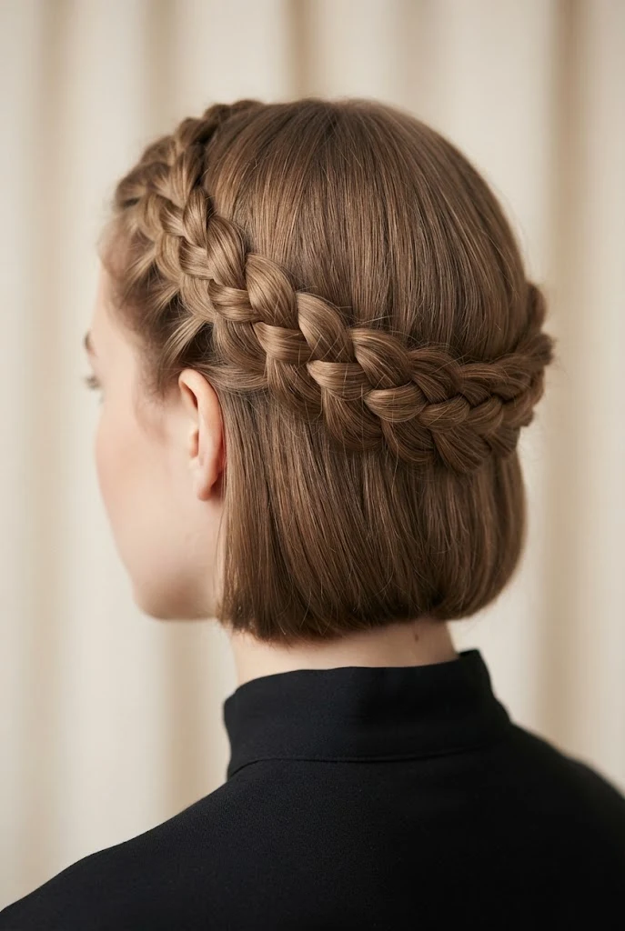 Braided Crown for Short Hair Girls — Graduation hairstyles for short hair style outfit
