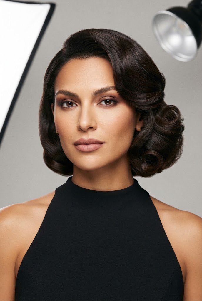 Glamorous Side-Swept Hollywood Curls — gradution hairstyle short hair style outfit