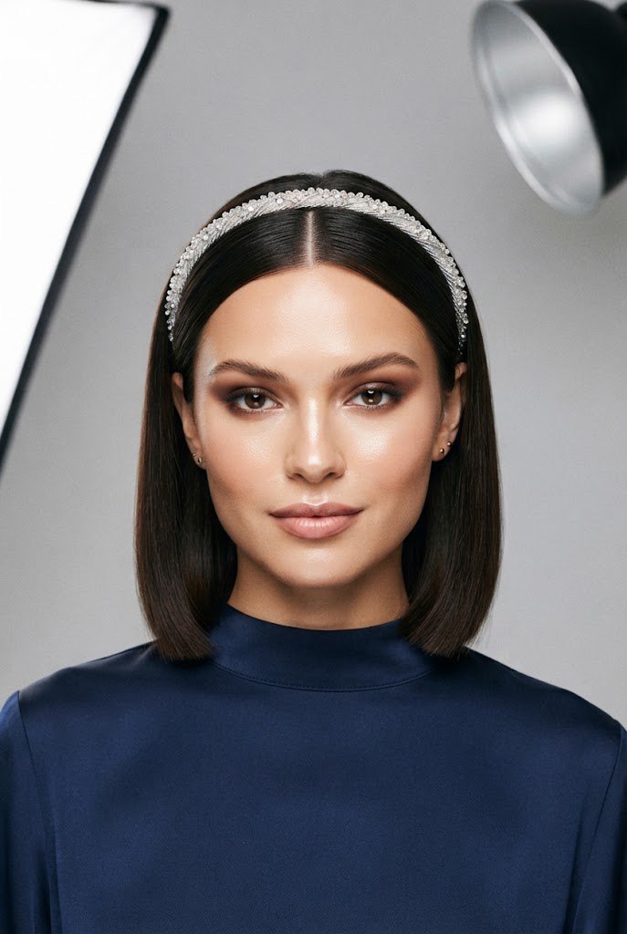 Minimalist Straight Bob with a Sparkly Headband — gradution hairstyle short hair style outfit