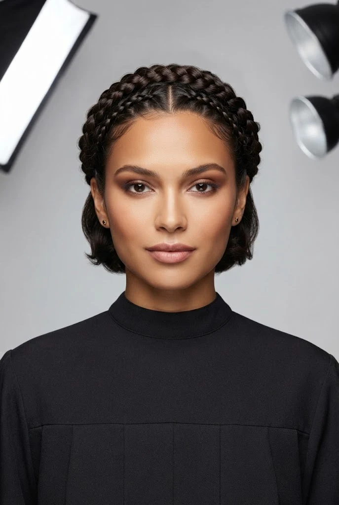 Crown Braids Adapted for Short Tresses — gradution hairstyle short hair style outfit