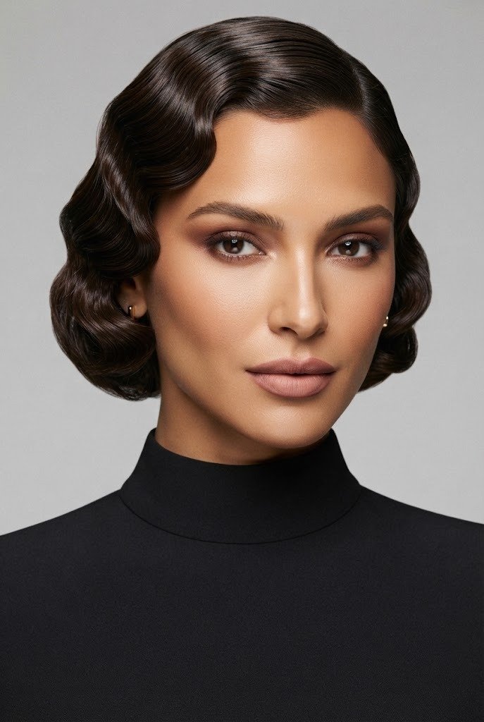 Retro Finger Waves for Micro Bobs — gradution hairstyle short hair style outfit