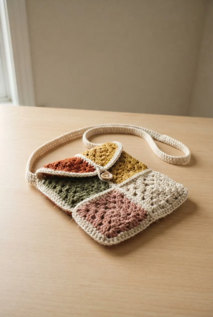 Patchwork Picnic Basket Bag — Granny square bag crochet style outfit