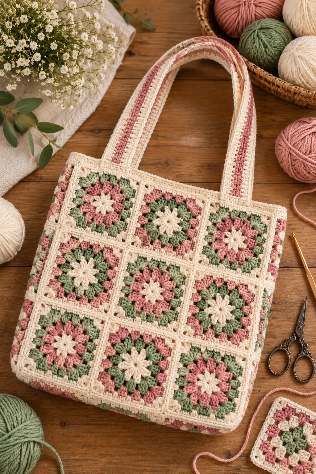Crochet Granny Square Tote Bag — granny square bag crochet style outfit