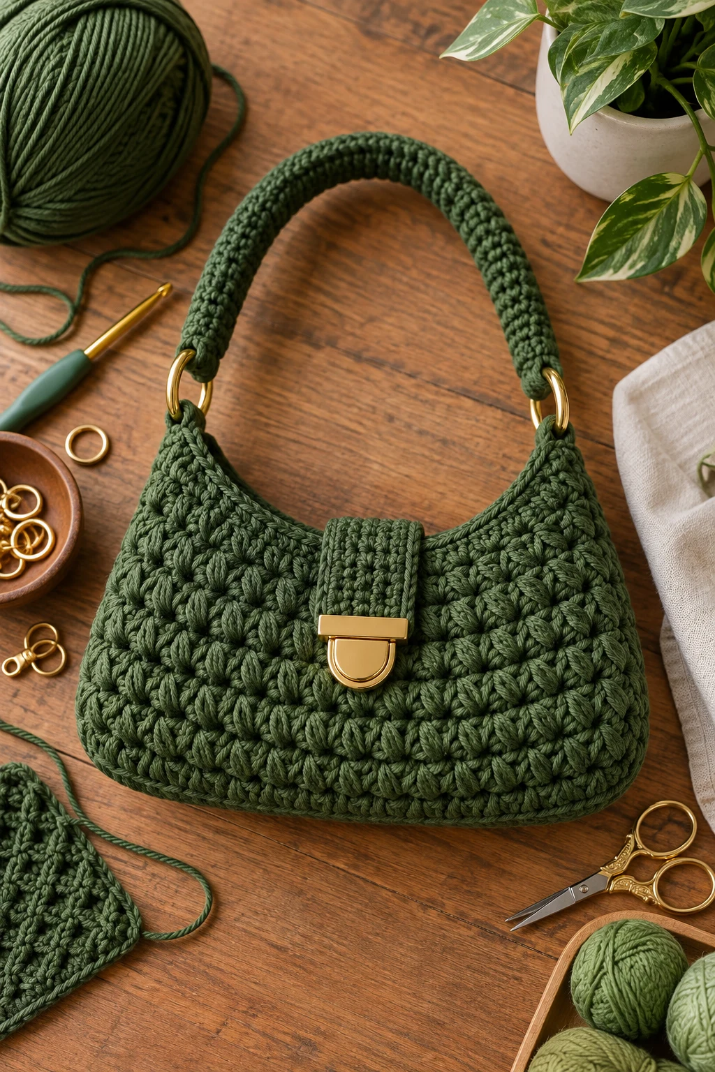 Crochet Bag Inspired by Designer Style — green crochet bag style outfit