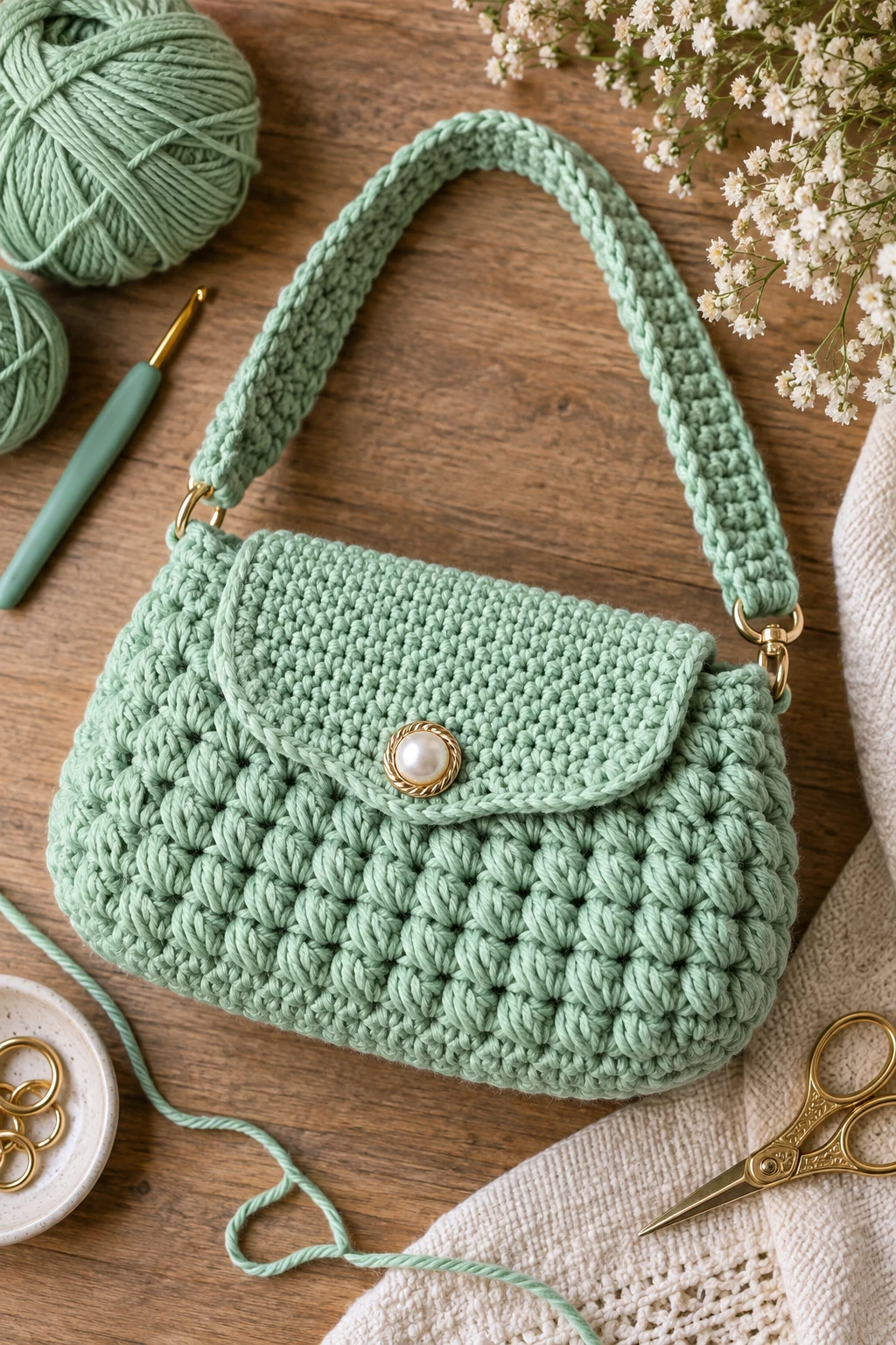 Mint Green Crochet Purse — green crochet bag style outfit