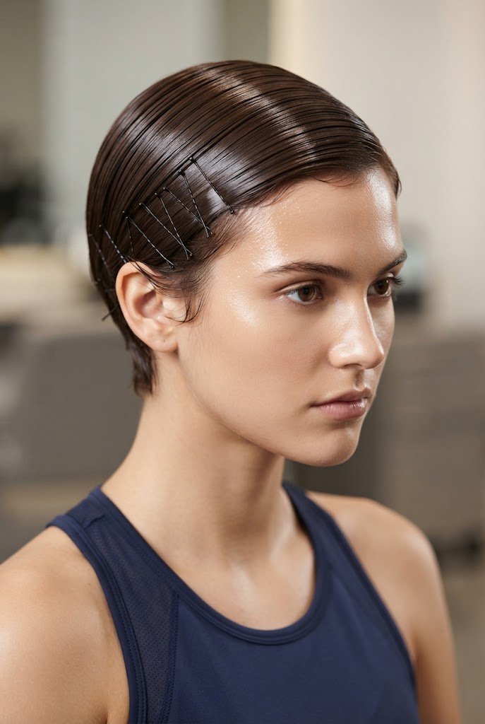 Secured Sleek Pixie Pin-Down — gym hairstyles for short hair style outfit