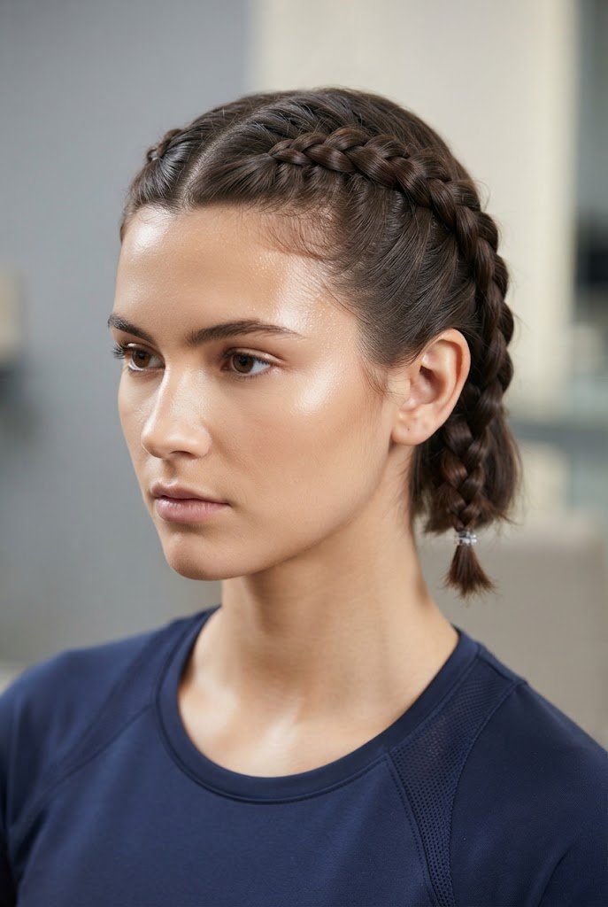 Double Dutch Braids for Short Strands — gym hairstyles for short hair style outfit