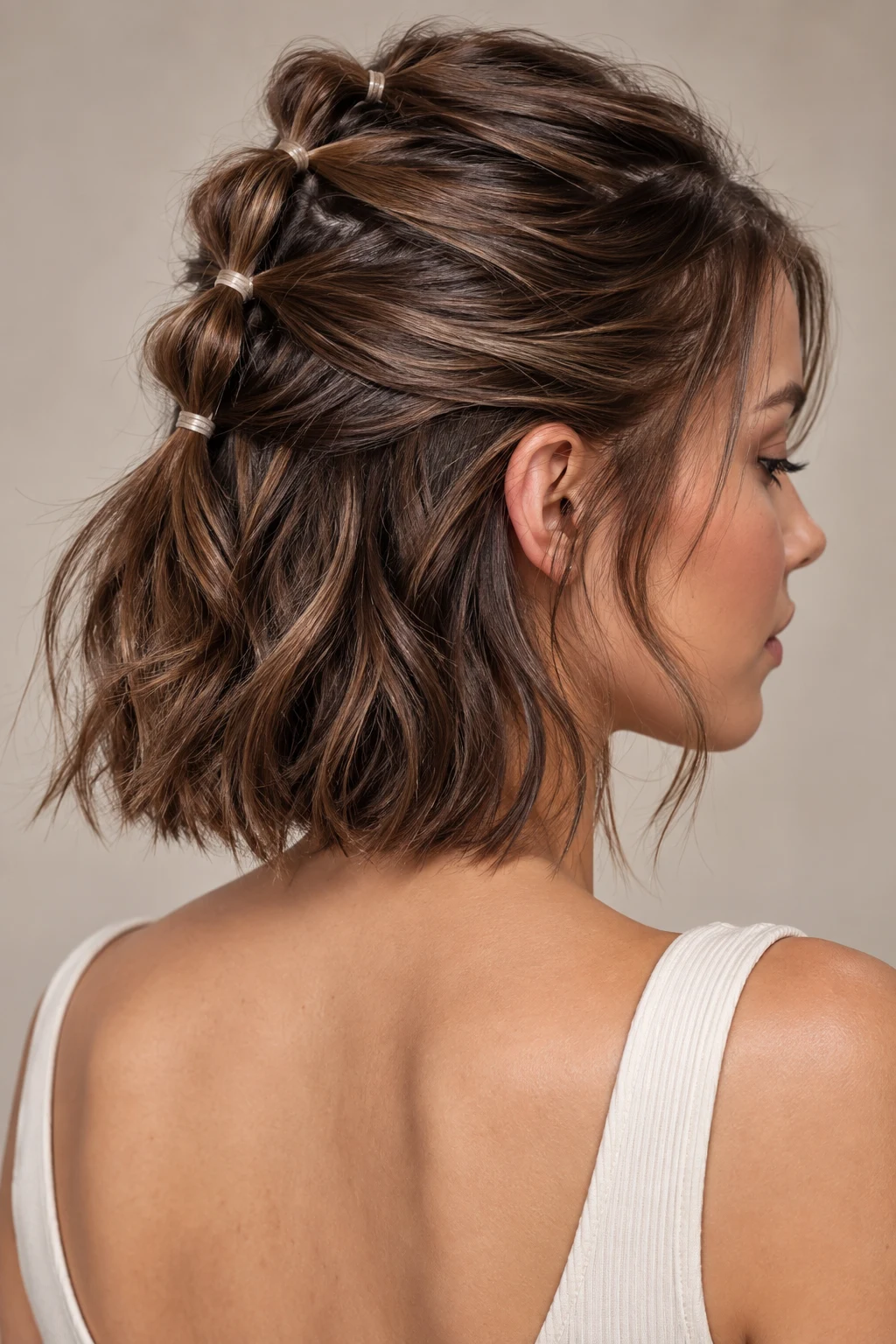 Elastic Ladder Half-Up — hair elastics hairstyles short hair style outfit
