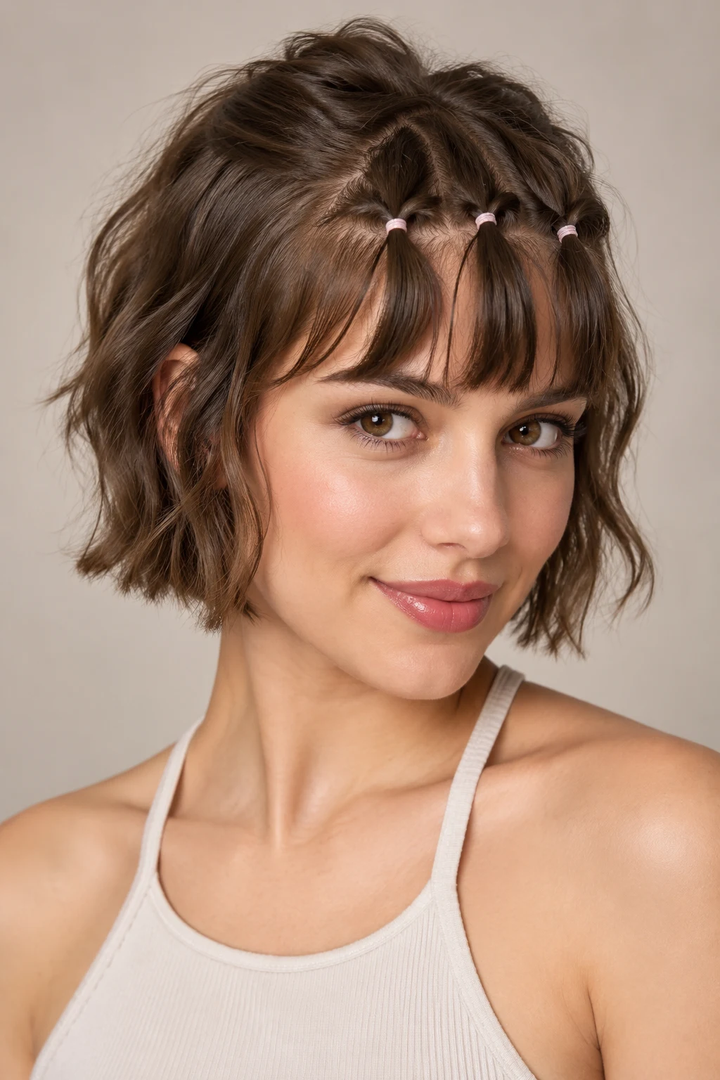Mini Bubble Bangs — hair elastics hairstyles short hair style outfit