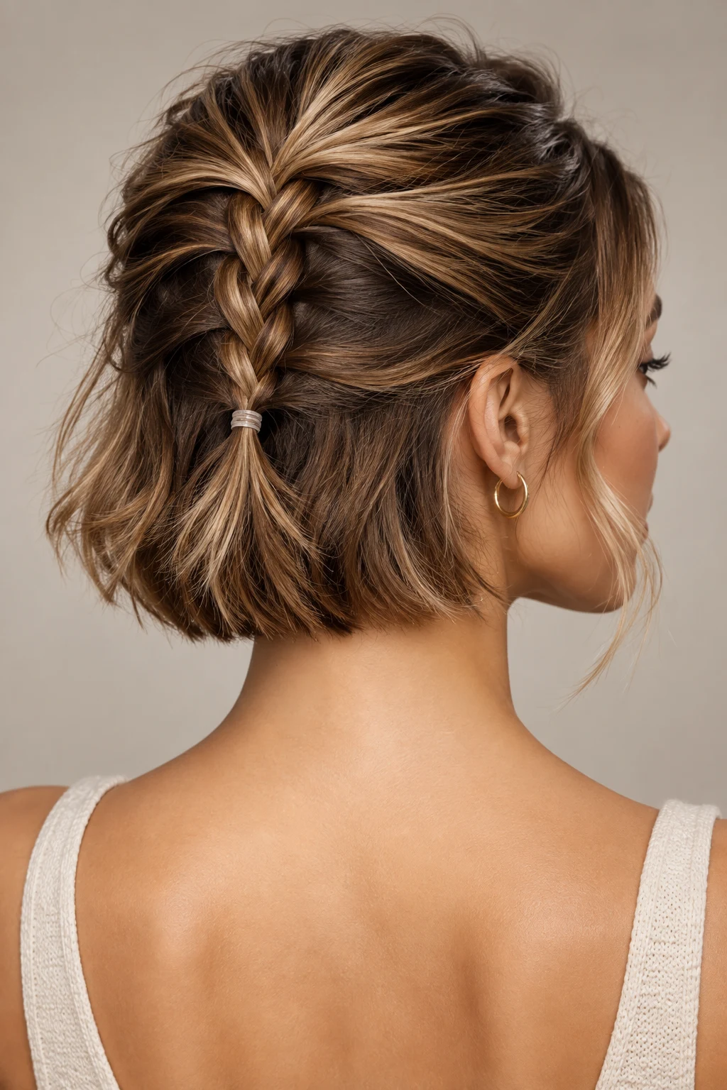 The Tiny Back Braid-and-Elastic — hair elastics hairstyles short hair style outfit