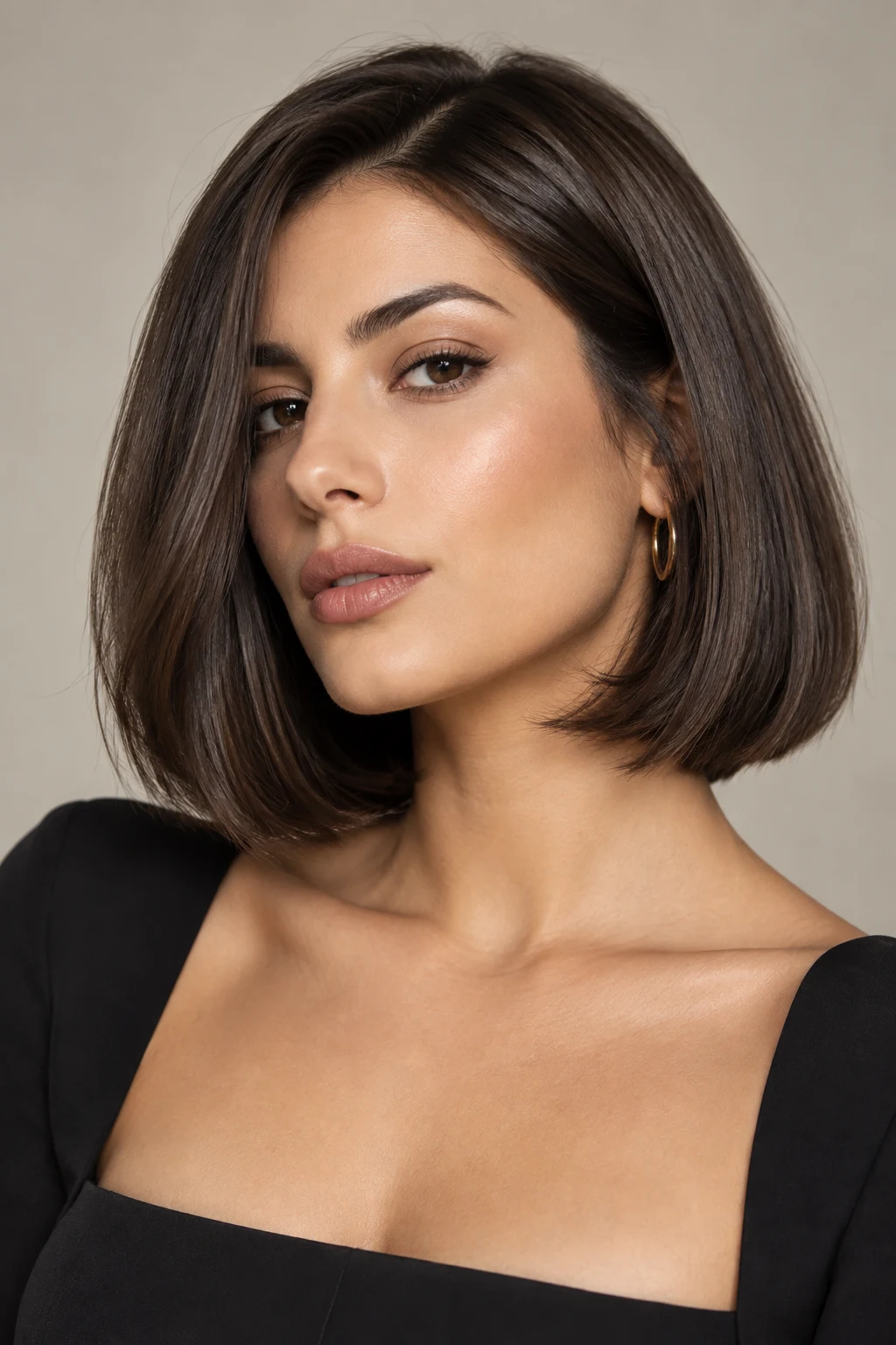 The Sleek Italian Bob — hairstyles for medium length hair style outfit