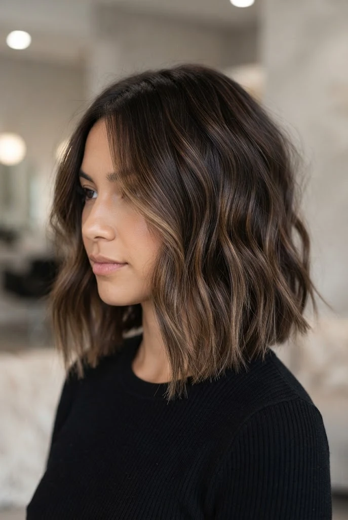 Choppy Collarbone Shag — hairstyles for medium-short hair style outfit
