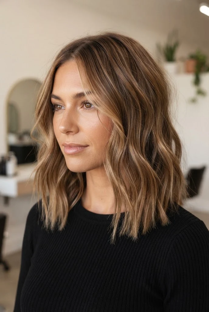 Tousled Beach Wave Lob — hairstyles for medium-short hair style outfit