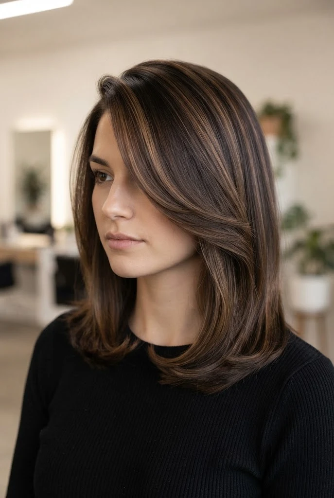 Polished Side-Swept Midi — hairstyles for medium-short hair style outfit