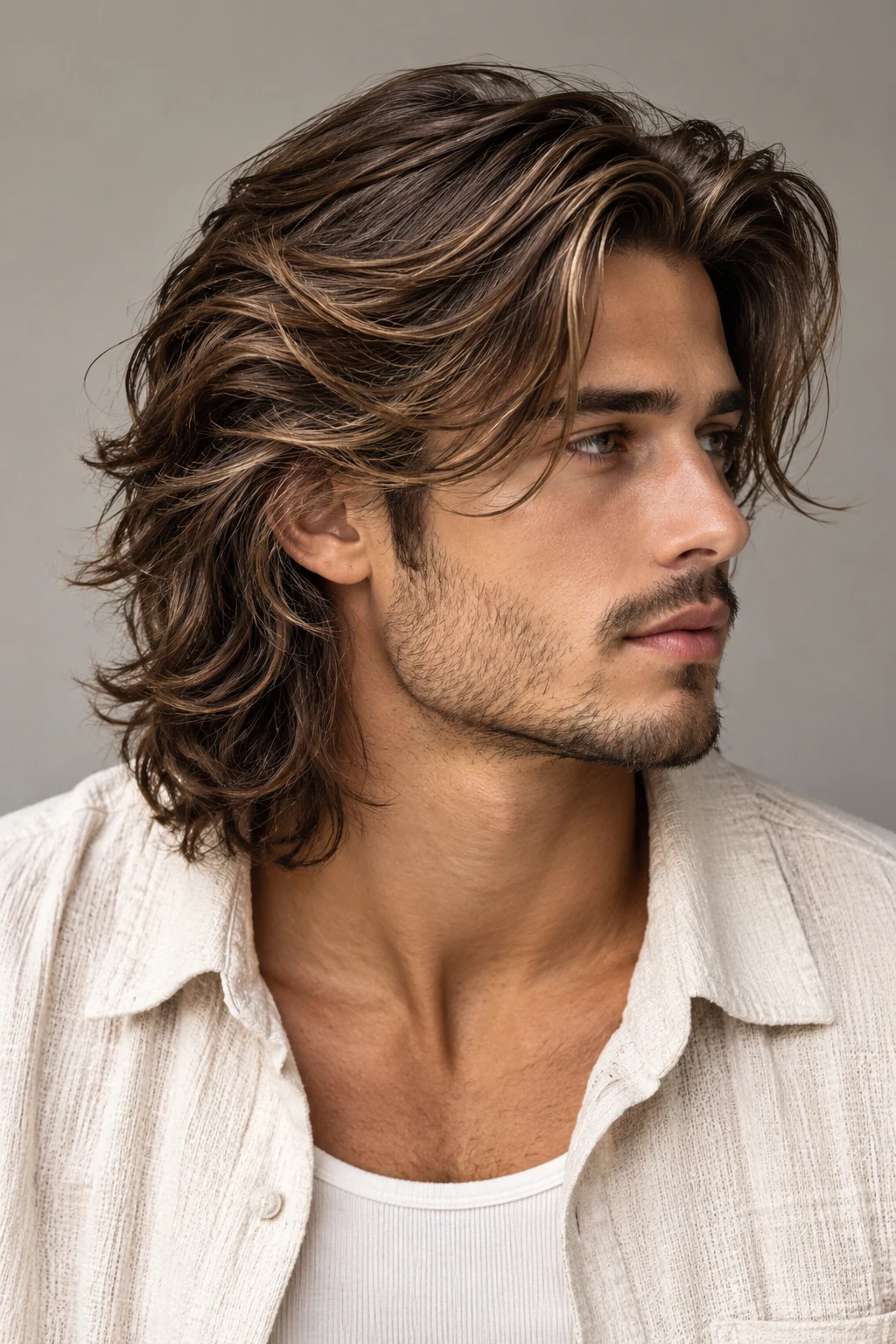 Long Layered Bro Flow — Hairstyles for Men style outfit, worn by a stylish man
