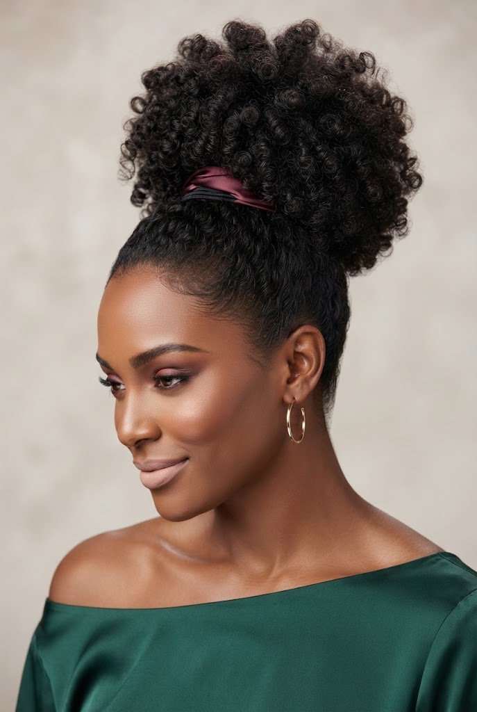 The Pineapple Puff Topknot — hairstyles for short curly hair easy style outfit