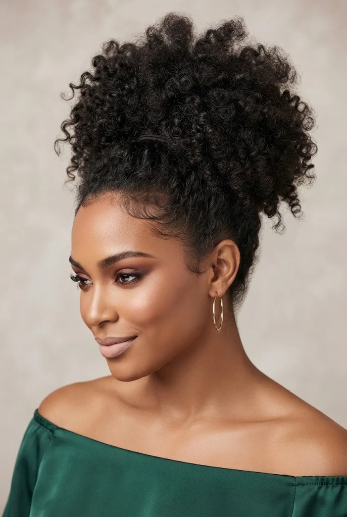 The Messy Afro Puff — hairstyles for short curly hair easy style outfit