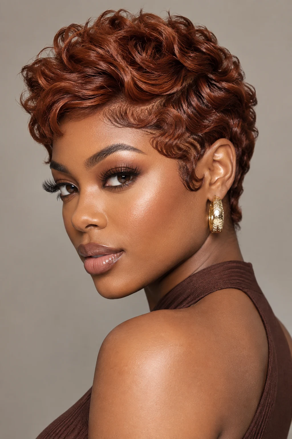 Auburn Textured Crop — hairstyles for short hair black women style outfit