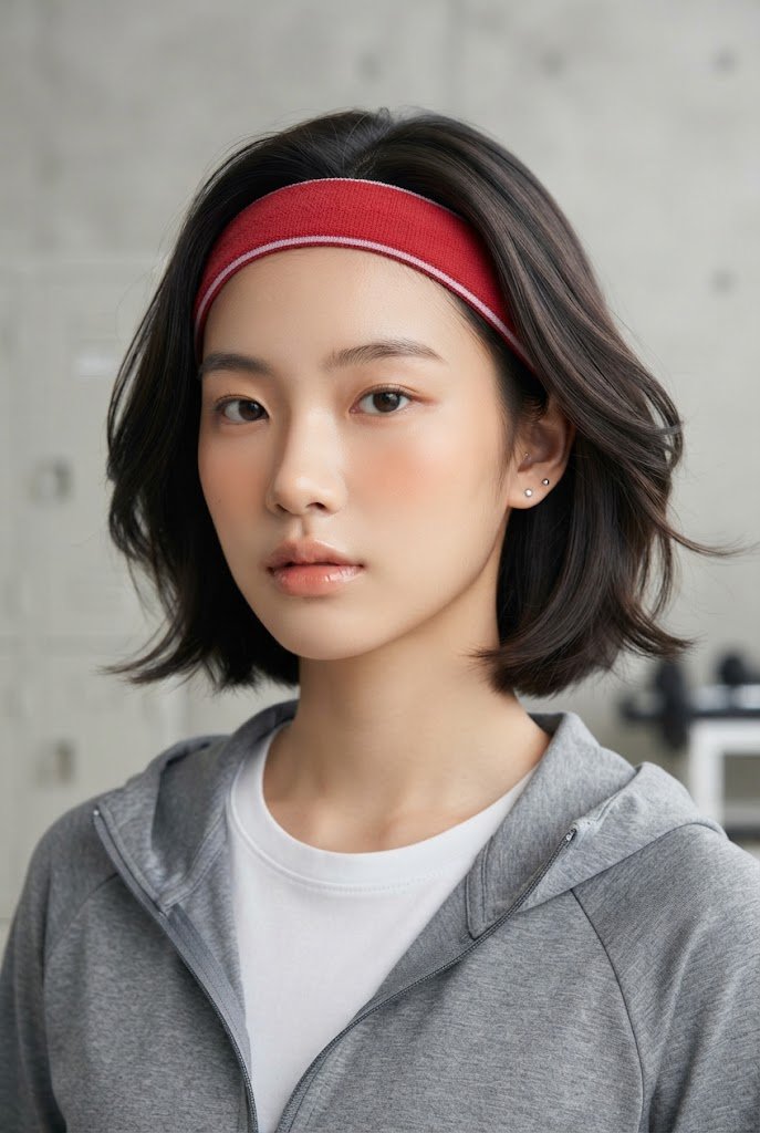 Sporty Headband Bob for Gym Class — hairstyles for short hair for schools style outfit