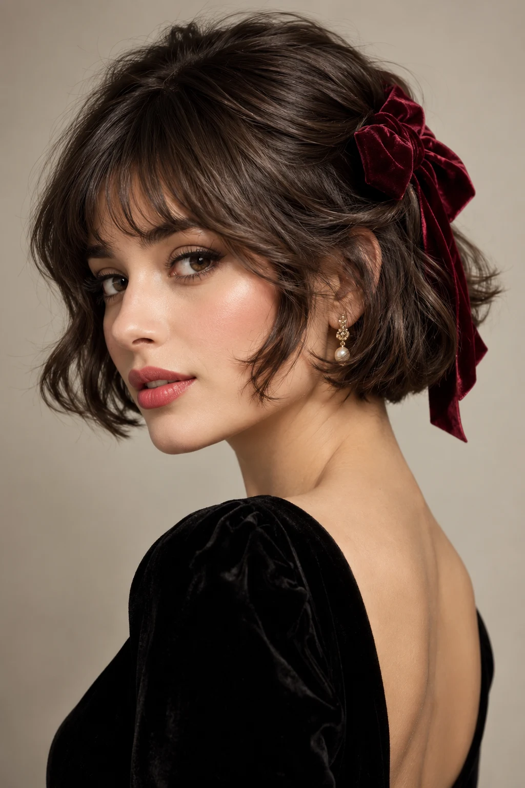 Velvet Ribbon French Bob — hairstyles for short hair women style outfit