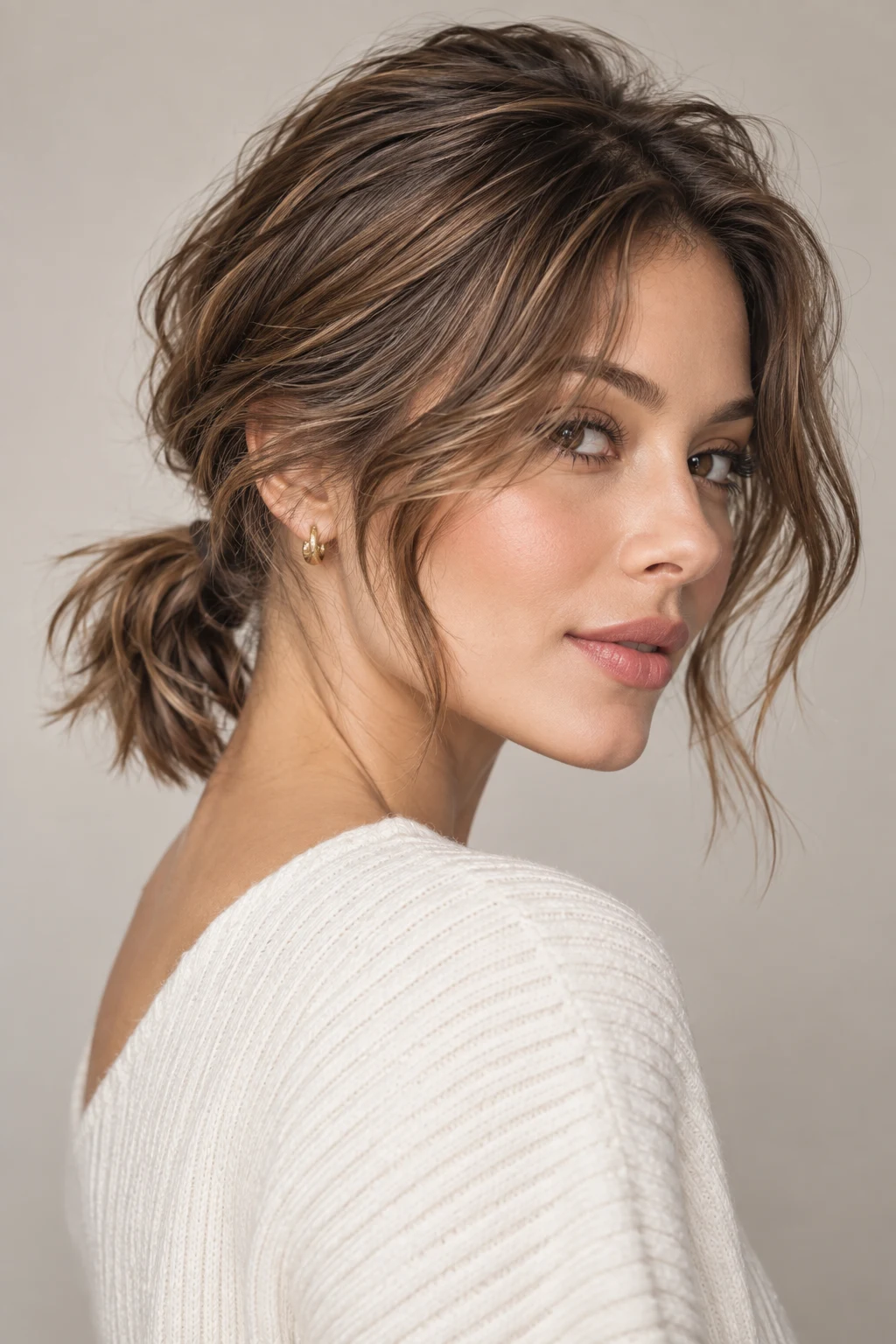 Low Loose Ponytail — hairstyles for short layered hair easy style outfit