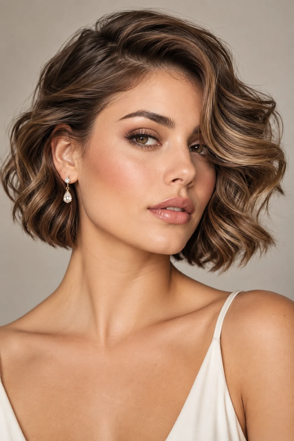 Polished Side-Swept Waves — hairstyles for short wavy hair style outfit