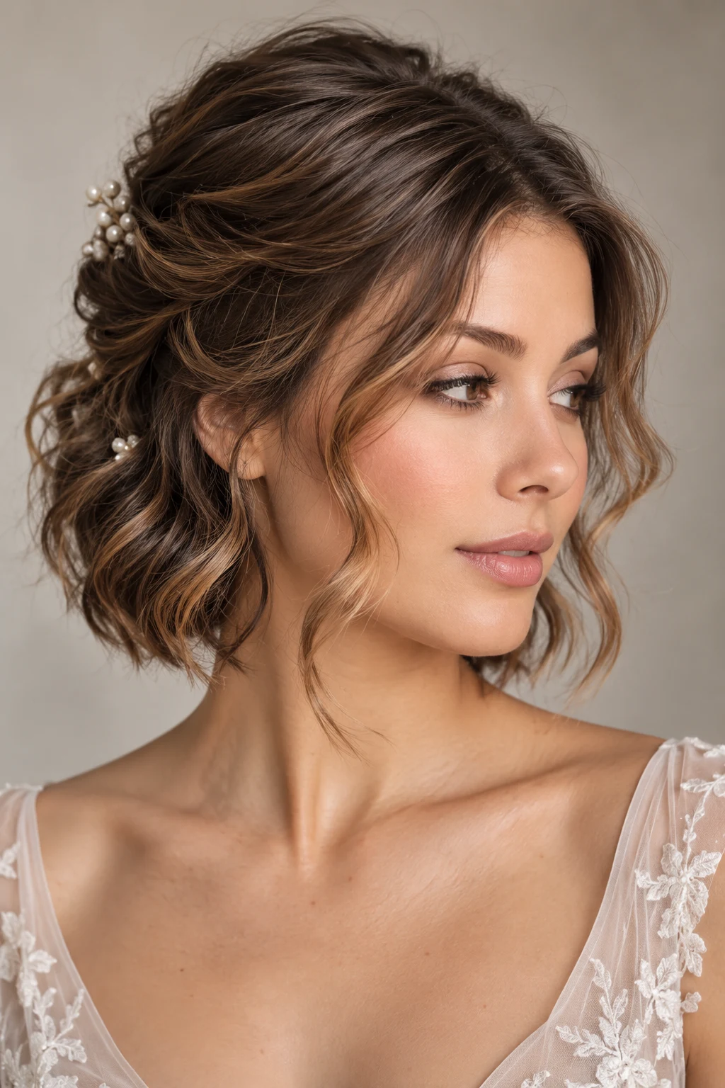 Romantic Wavy Half-Up Style — hairstyles for short wavy hair style outfit
