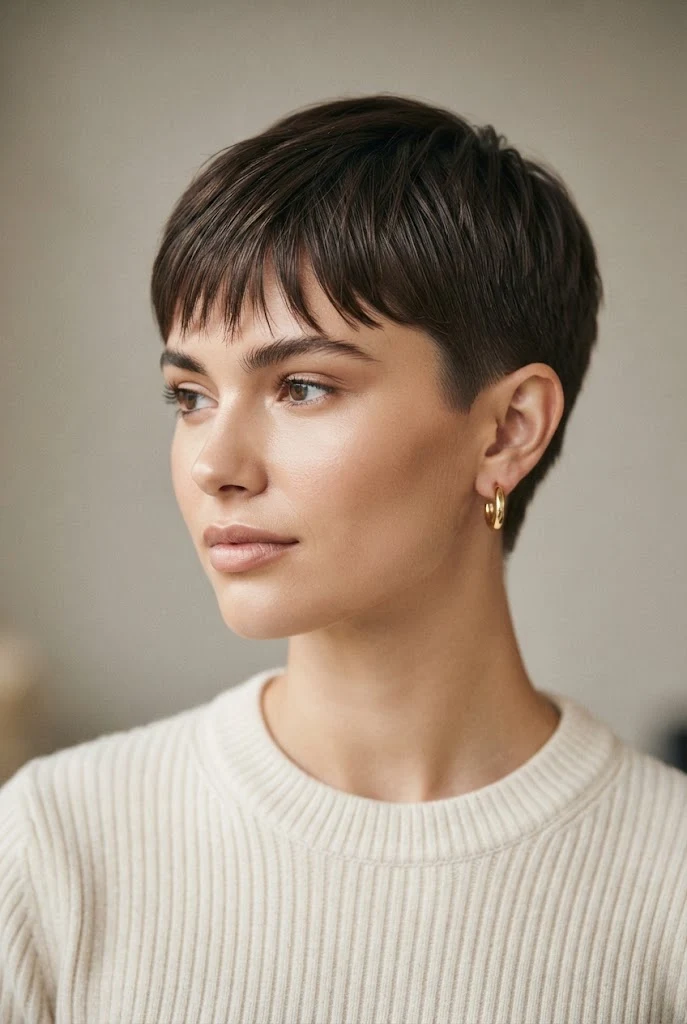 The Brushed-Forward Teen Cut — hairstyles for very short hair style outfit