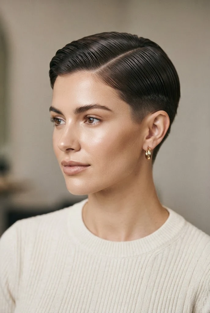 The Polished Side-Parted Crop — hairstyles for very short hair style outfit