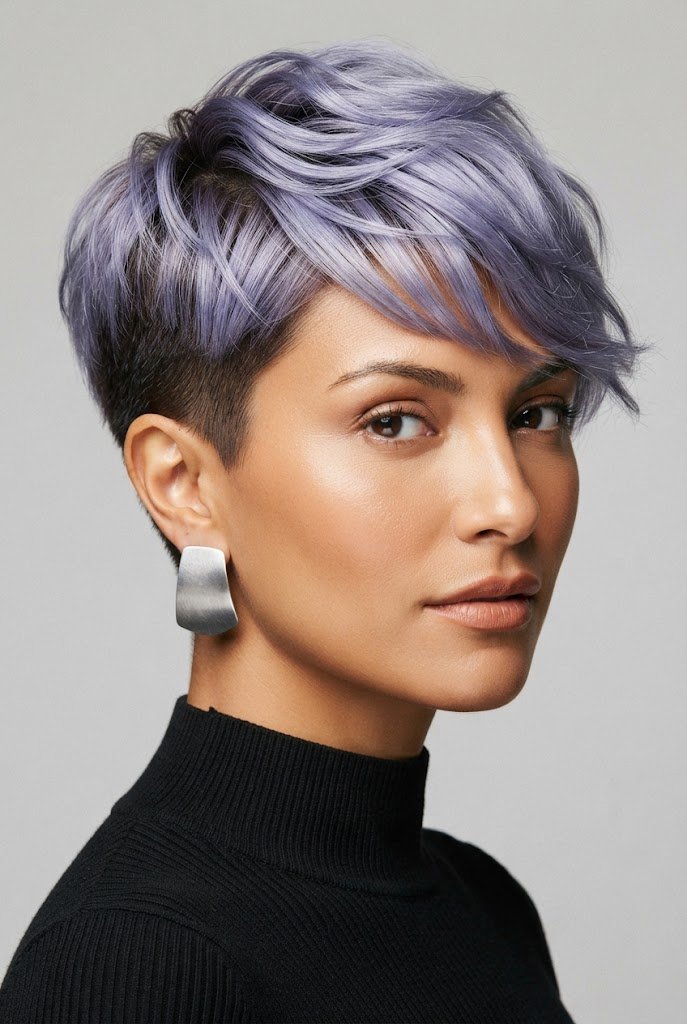 Icy Lavender Undercut Crop — hairstyles for very short hair style outfit