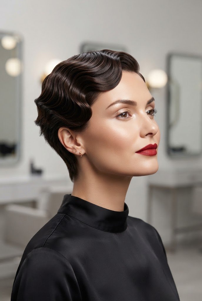 The Finger-Wave Retro Pixie — hairstyles for very short hair women style outfit