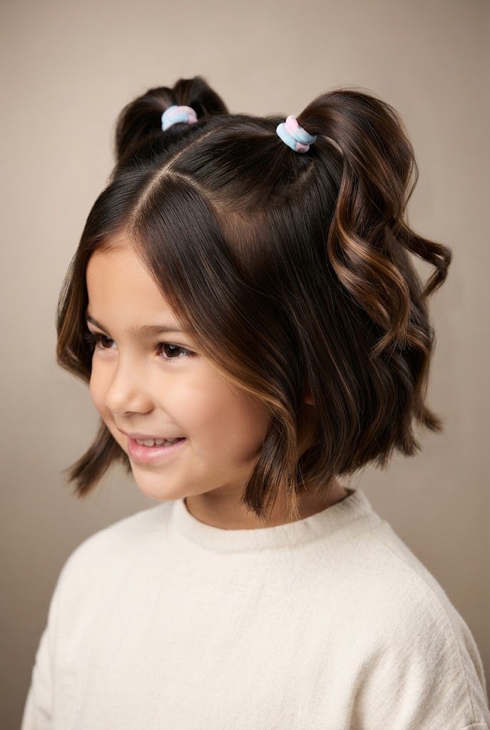 The Playful Pigtail Bob — Hairstyles for young girls with short hair style outfit