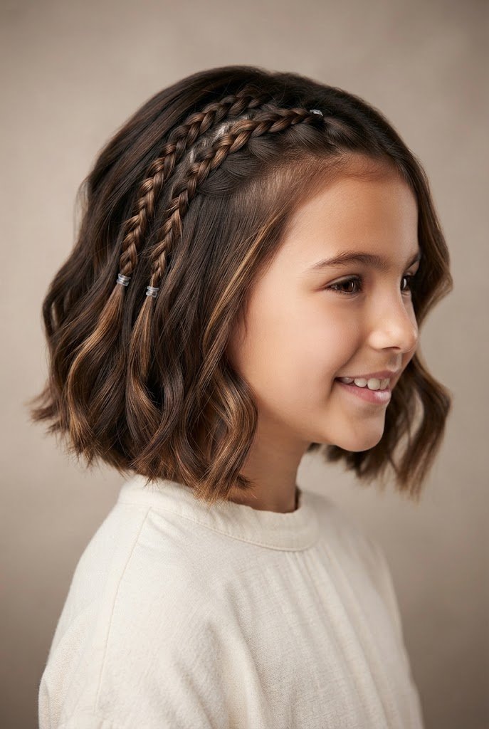 Side-Swept Mini Braids — Hairstyles for young girls with short hair style outfit