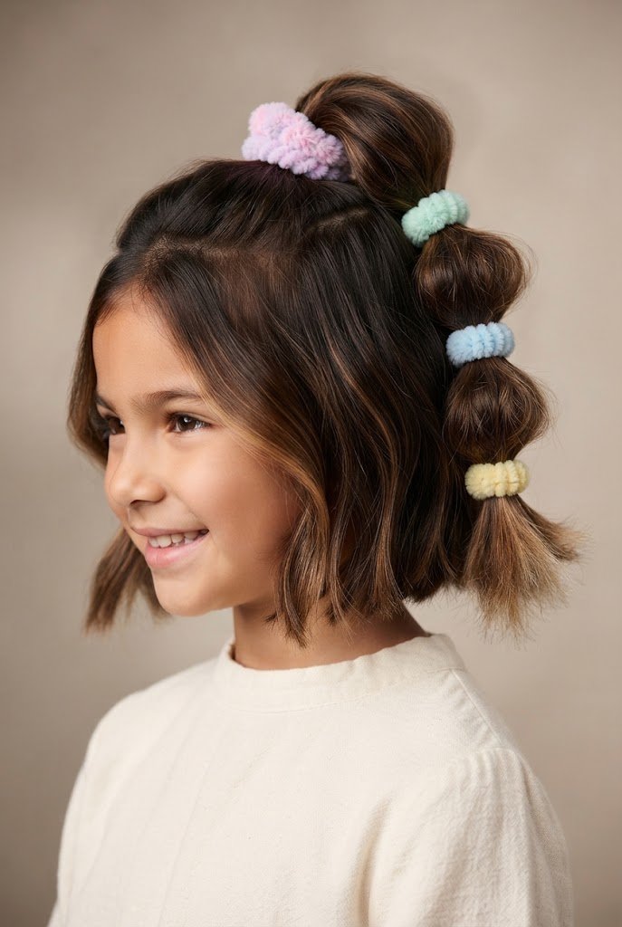 The Fuzzy Bubble Ponytail — Hairstyles for young girls with short hair style outfit