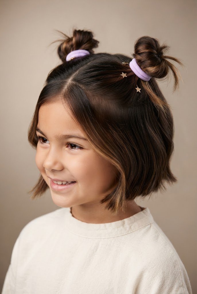 The Double Space Buns — Hairstyles for young girls with short hair style outfit